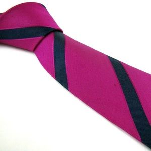 MAUS & HOFFMAN Tie Fucshia Pink Stripe Shantung